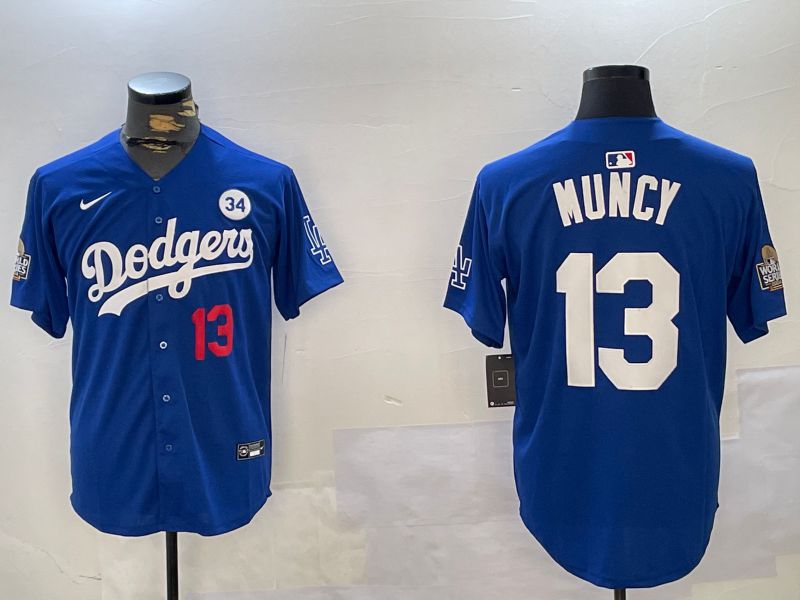 Men Los Angeles Dodgers 13 Muncy Blue Game 2024 Nike MLB Jersey style 11212